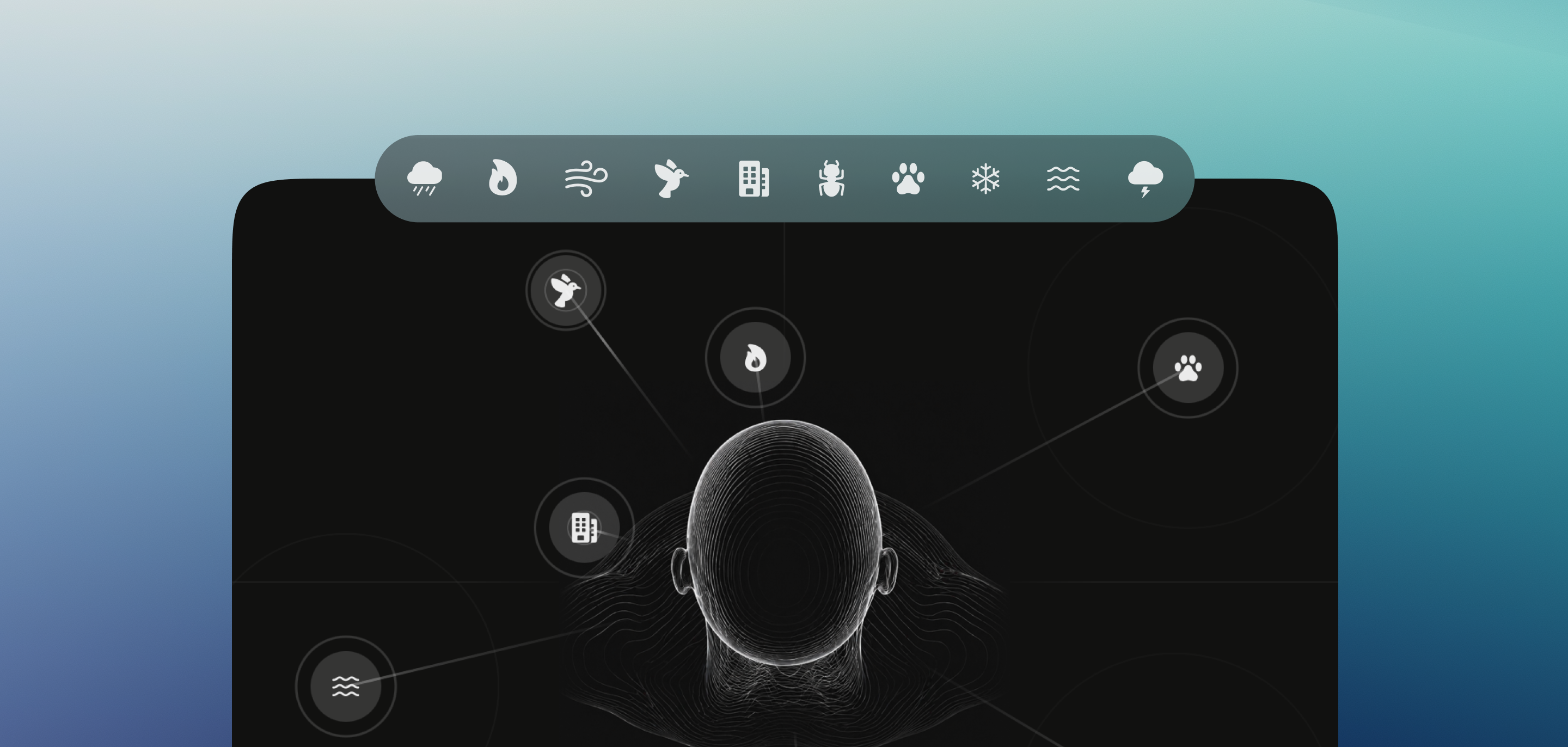 A spatial room in prostir zvuku with placed sound sources around the listener.